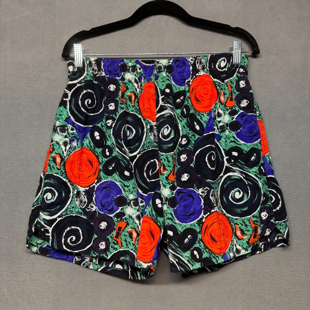 Vtg Izod International Swim Trunks Abstract Geometric Swirl Pattern Size M Multi